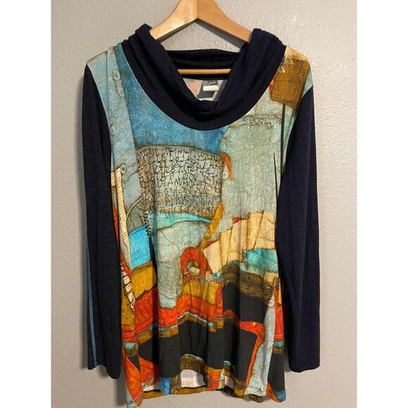 Simply Art By Dolcezza Shirt Womens Large Colorful Cowl Neck Michael Phillips - Picture 1 of 8